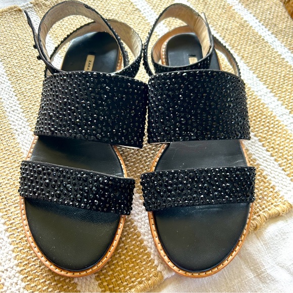 Zara beaded ankle wrap sandals - Size 7.5 (38) - Picture 2 of 8